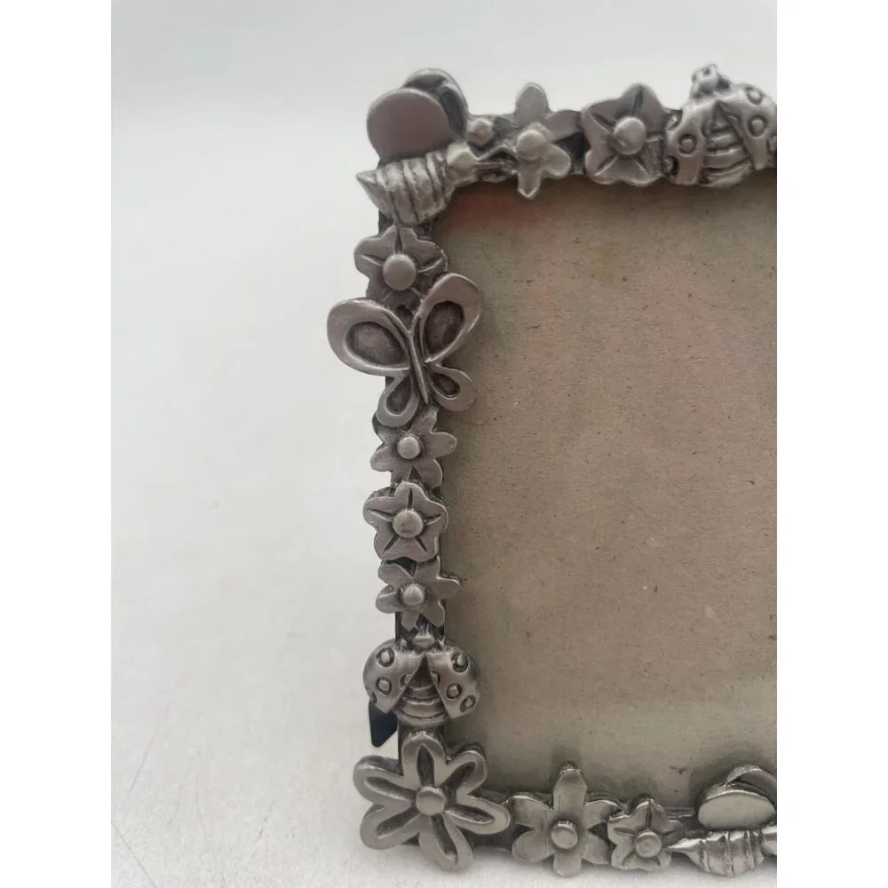 Vintage Buddies Metallic Picture Frame with Butterfly & Ladybug Accents